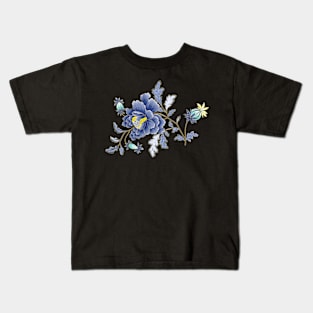 Blue Oriental Florals Kids T-Shirt